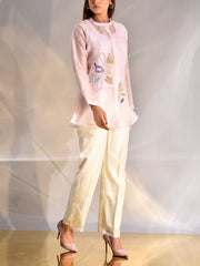 Pink Embroidered Organza Shirt