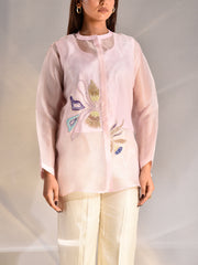 Pink Embroidered Organza Shirt