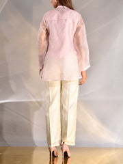 Pink Embroidered Organza Shirt