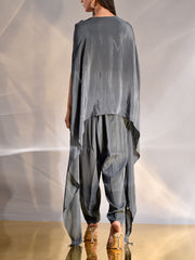 Charcoal Grey Wrinkle Crepe Kaftan Set