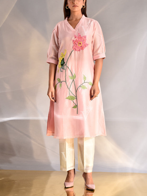 _label_New, DD35, MTO, RK,  Pink , Chanderi , kurta ,Kurta Set