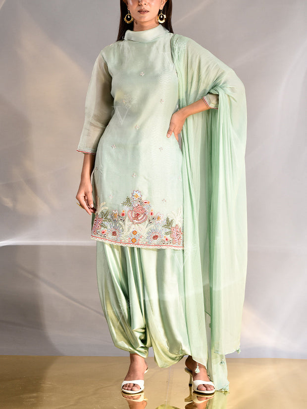 Green Organza Zardozi Suit Set