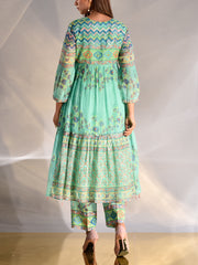 TURQUOISE KOTA DORIA A-LINE KURTA SET