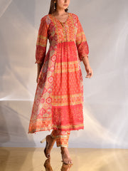 RED KOTA DORIA A-LINE KURTA SET