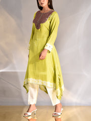 Green Silk Zardozi Kurta