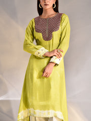 Green Silk Zardozi Kurta