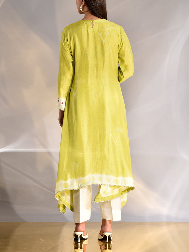 Green Silk Zardozi Kurta