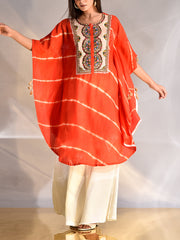 Ornage Silk Zardozi Kaftan Set