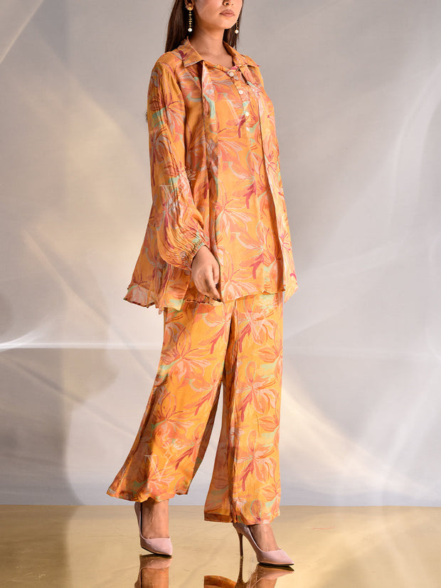 Brunt Orange Floral Printed Co-ord Set