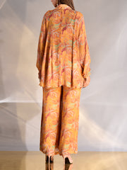 Brunt Orange Floral Printed Co-ord Set