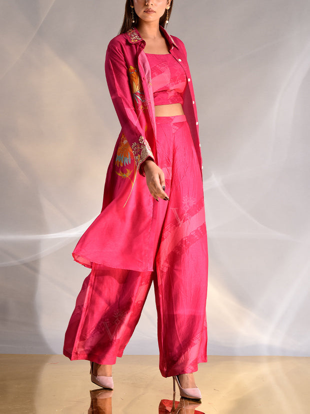 Pink Vasansi Silk Bustier and Jacket Set