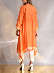 Orange Silk Embroidered kurta and Pant Set