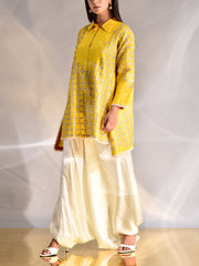 Yellow Silk Top and Harem Pants Set