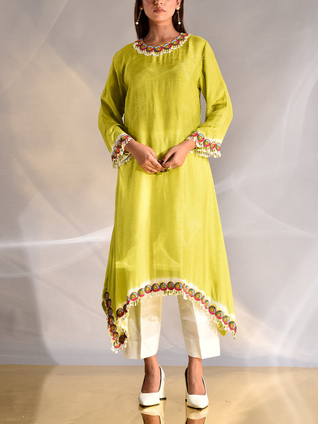 _label_New, DD35, MTO, RK,  Green, asymmetric kurta , Green kurta and pant set