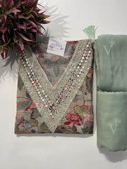 Green Cotton Silk Dress Material