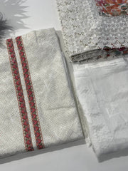 White Lakhnawi Dress Material