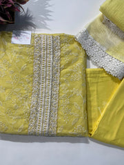 Yellow Kota Dress Material