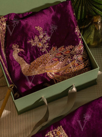 Wine Silk Dress Material