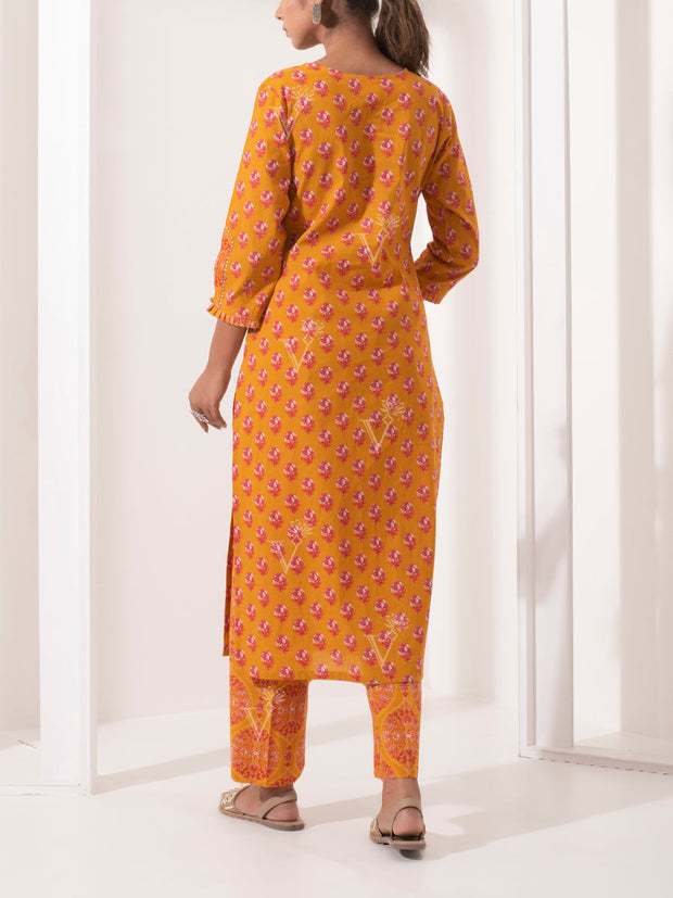 Orange Cotton Suit Set