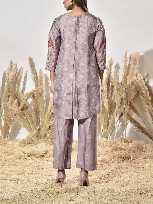 Grey Vasansi Silk Embroidered Co Ord Set