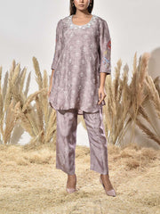 Grey Vasansi Silk Embroidered Co Ord Set