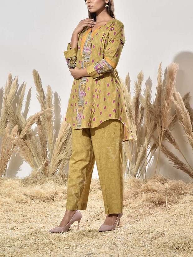 Green Cotton Printed Co Ord Set