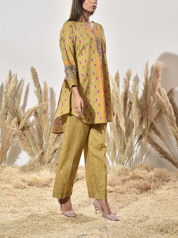 Green Cotton Printed Co Ord Set