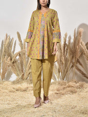 Green Cotton Printed Co Ord Set