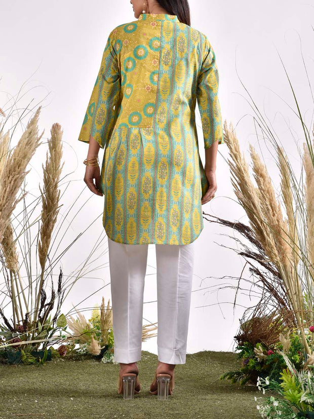 Green Cotton Printed Top