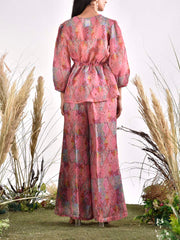 Pink Silk Printed Co Ord Set