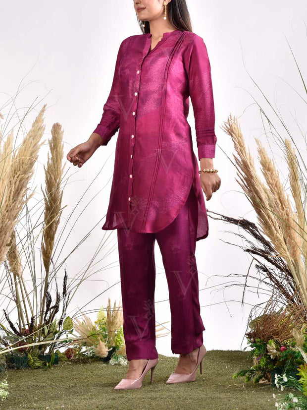Purple Vasansi Silk Printed Co Ord Set
