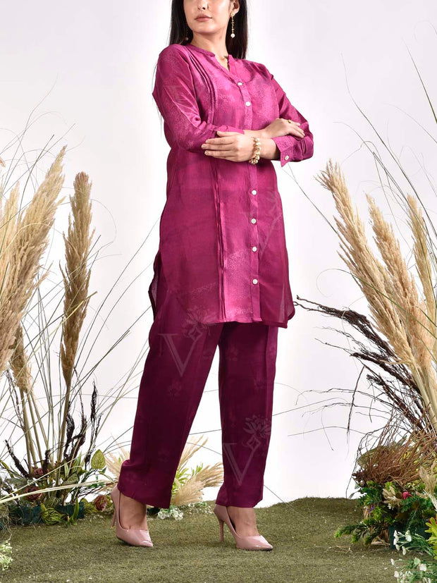 Purple Vasansi Silk Printed Co Ord Set