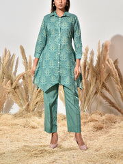 Green Cotton Printed Co Ord Set