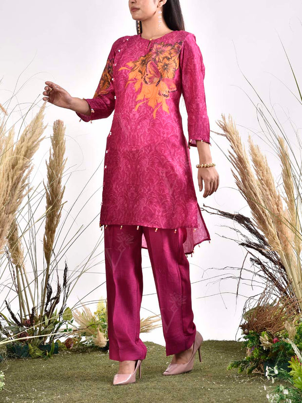 Pink Vasansi Silk Printed Co Ord Set