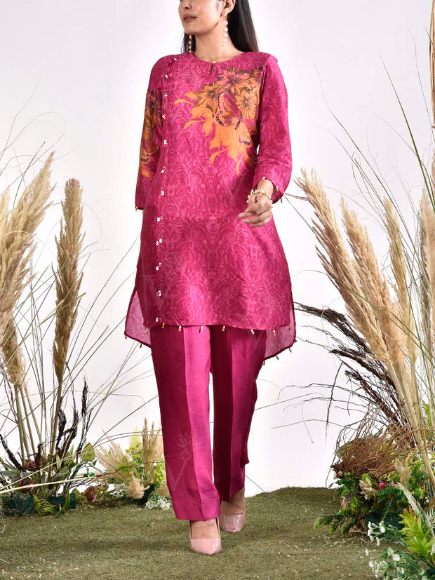 Pink Vasansi Silk Printed Co Ord Set