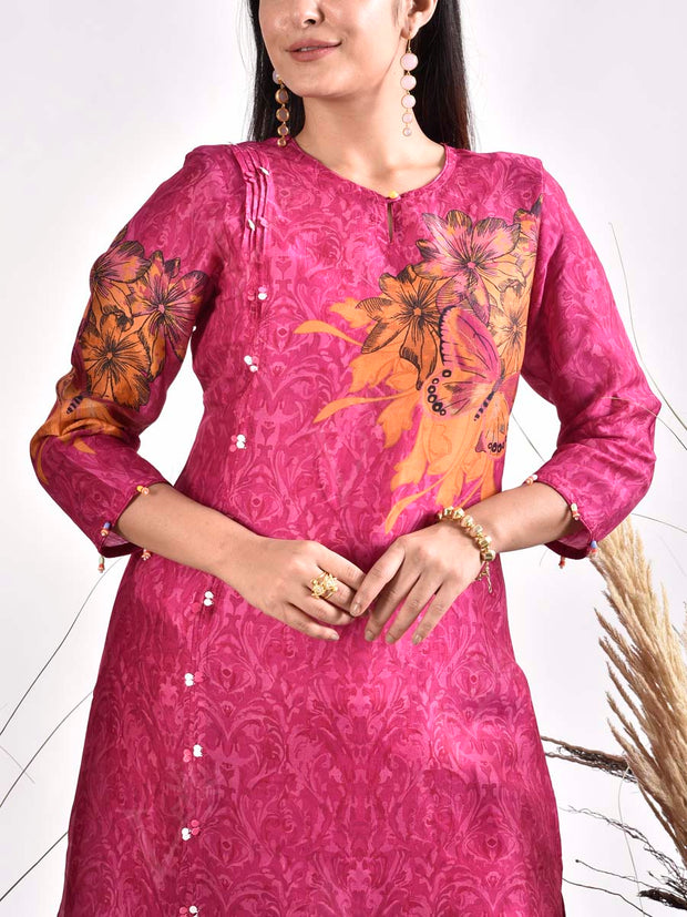 Pink Vasansi Silk Printed Co Ord Set