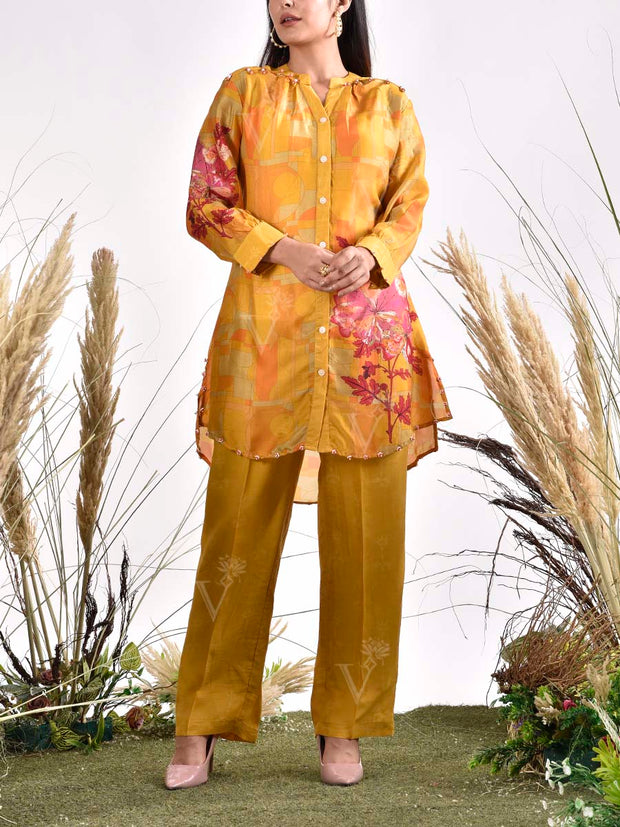 Yellow Vasansi Silk Printed Co Ord Set