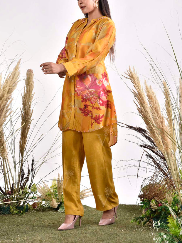 Yellow Vasansi Silk Printed Co Ord Set