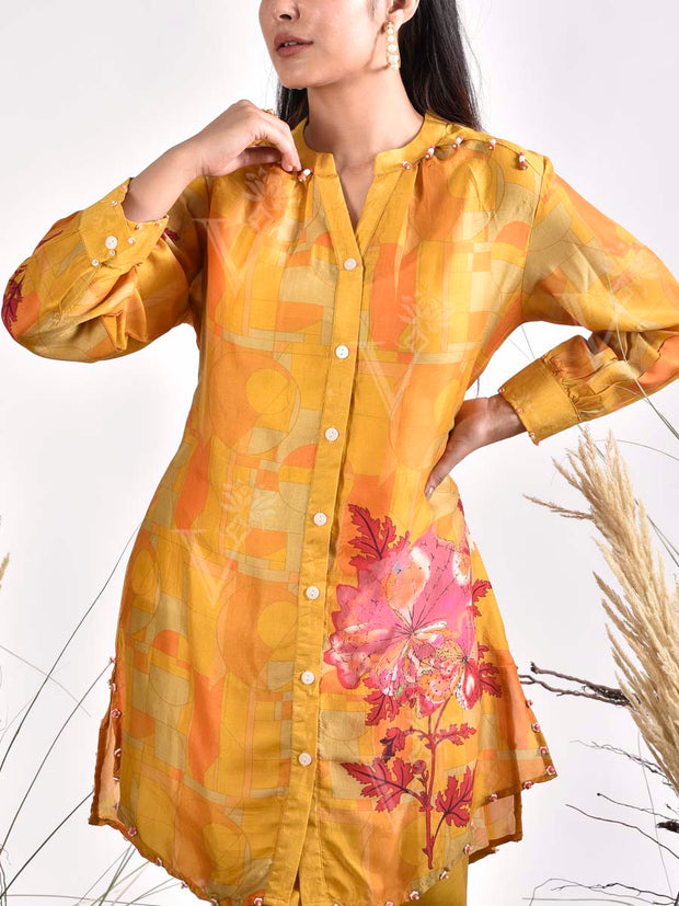Yellow Vasansi Silk Printed Co Ord Set