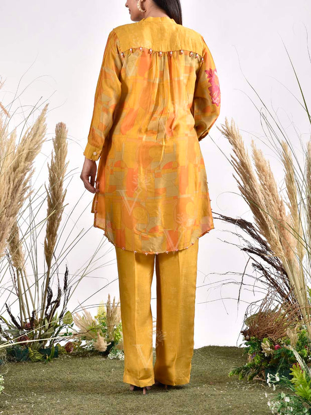 Yellow Vasansi Silk Printed Co Ord Set