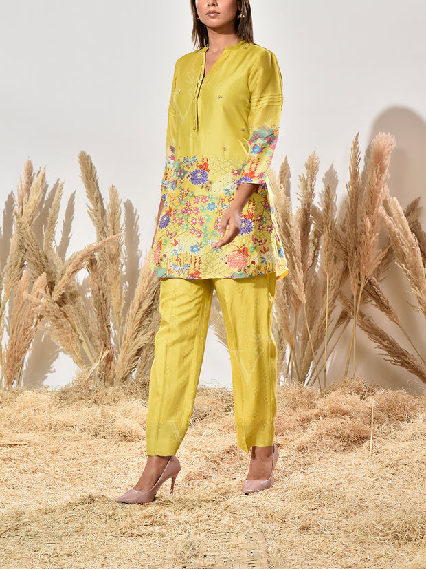 Lime Green Embroidered Co Ord Set