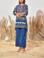 Blue Cotton Printed Co Ord Set