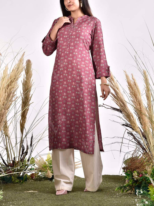 Berry Cotton Printed Kurta