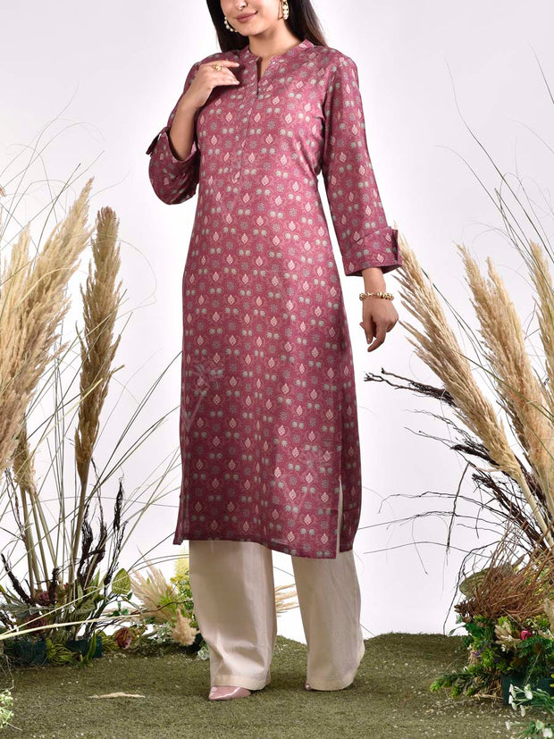 Berry Cotton Printed Kurta