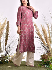 Berry Cotton Printed Kurta