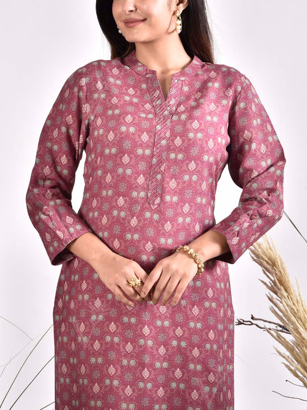 Berry Cotton Printed Kurta