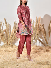 Maroon Vasansi Silk Embroidered Co Ord Set