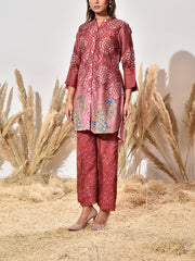 Maroon Vasansi Silk Embroidered Co Ord Set