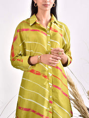 Grass Green Vasansi Silk Leheriya Top and Pant Set