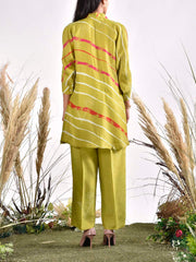 Grass Green Vasansi Silk Leheriya Top and Pant Set